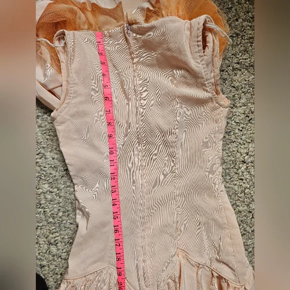 Vintage Handmade 80s Prom Peach Taffeta Party Dress - Picture 15 of 15